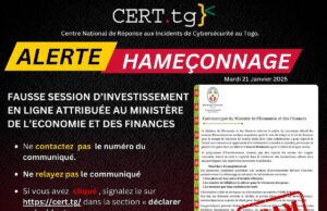Le CERT.tg alerte sur une arnaque aux investissements en ligne Le CERT.tg alerte sur une arnaque aux investissements en ligne